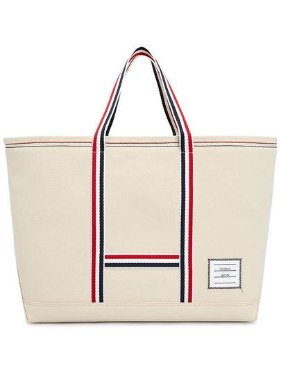 Double Face Cotton Canvas Tote Bag Off White - THOM BROWNE - BALAAN 2