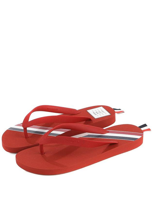 Signature Stripe Rubber Flip Flops Red - THOM BROWNE - BALAAN 2