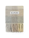 CA0084 VANILLA BEIGE LAVENDER Mohair Check Fringe Wool Alpaca Muffler - ACNE STUDIOS - BALAAN 1