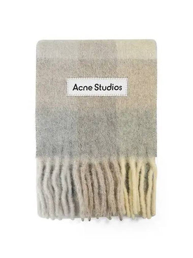 CA0084 VANILLA BEIGE LAVENDER Hair Check Scarf Muffler - ACNE STUDIOS - BALAAN 1