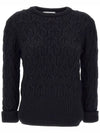 Merino Crisscross Cable Stitch Crewneck Knit Top Navy - THOM BROWNE - BALAAN 2