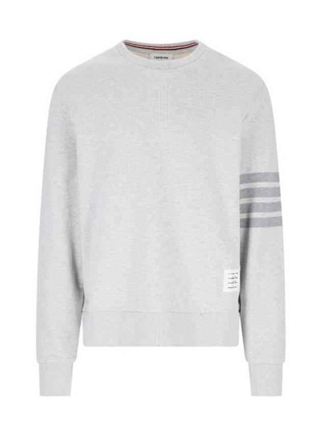 Classic Loopback Terry Tonal 4-Bar Relaxed Fit Crewneck Sweatshirt Pale Grey - THOM BROWNE - BALAAN 3