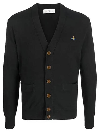 ORB Embroidery Logo V Neck Cardigan Black - VIVIENNE WESTWOOD - BALAAN 2