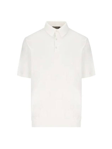 Men's MM Cotton Short Sleeve Polo Shirt White - LORO PIANA - BALAAN 1