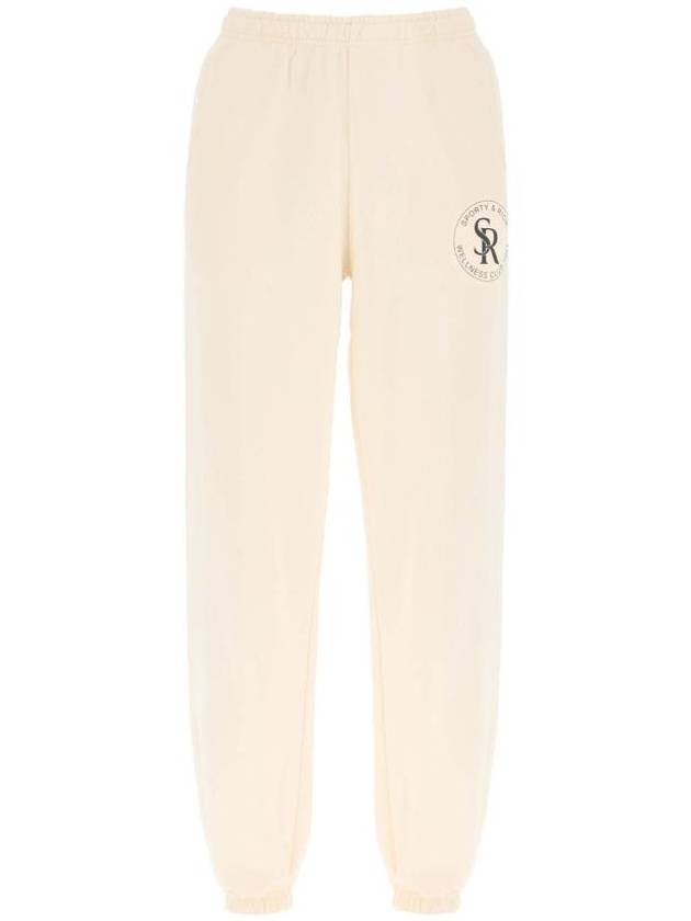 Logo Print Brushed Training Cotton Track Pants Ivory - SPORTY & RICH - BALAAN 1