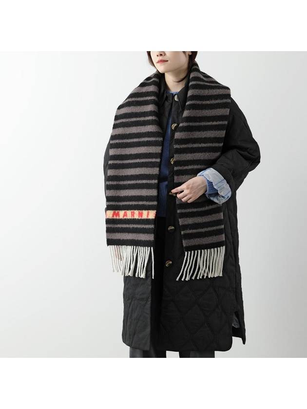 Striped Fringe Muffler Black - MARNI - BALAAN 4