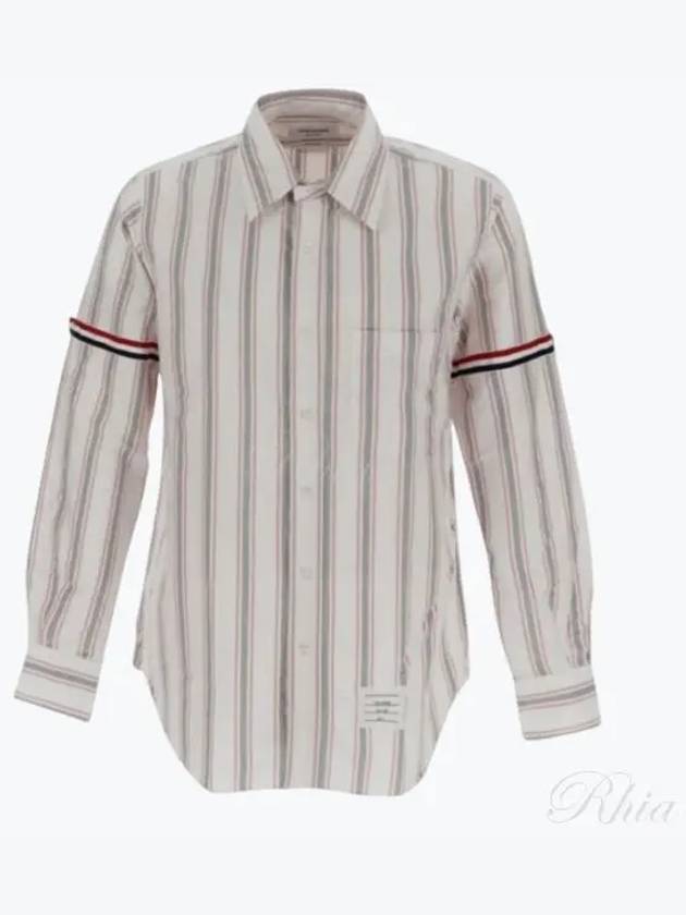 Stripe Oxford Armband Long Sleeve Shirt - THOM BROWNE - BALAAN 2