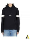 Embroidered Logo Hoodie Black - SAINT LAURENT - BALAAN 2