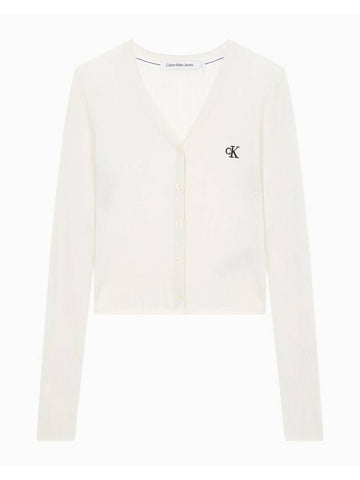 JEANS Women s Ivory Summer Rib Cardigan J224287 YBI - CALVIN KLEIN - BALAAN 1