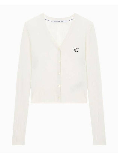 JEANS Women s Ivory Summer Rib Cardigan J224287 YBI - CALVIN KLEIN - BALAAN 1