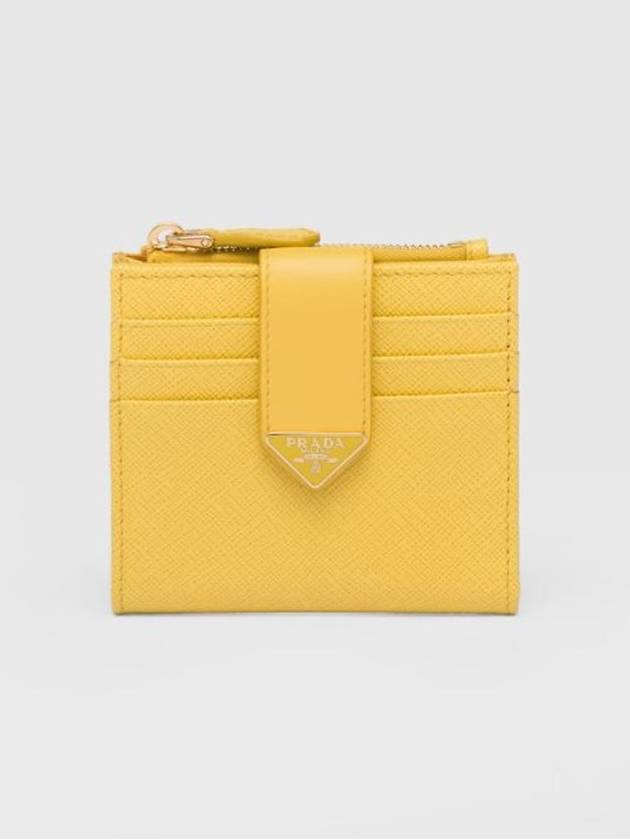 Saffiano Smooth Leather Small Half Wallet Sunny Yellow - PRADA - BALAAN 2