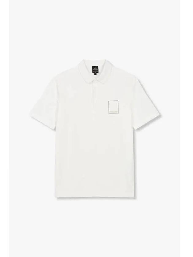 Men s Square Logo Cotton Polo Shirt Off White - ARMANI EXCHANGE - BALAAN 1