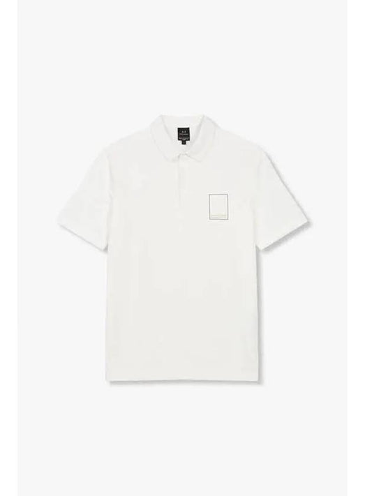 Men s Square Logo Cotton Polo Shirt Off White - ARMANI EXCHANGE - BALAAN 1