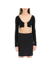 La Maille Pralu Micro Charm Logo Cardigan Black - JACQUEMUS - BALAAN 3