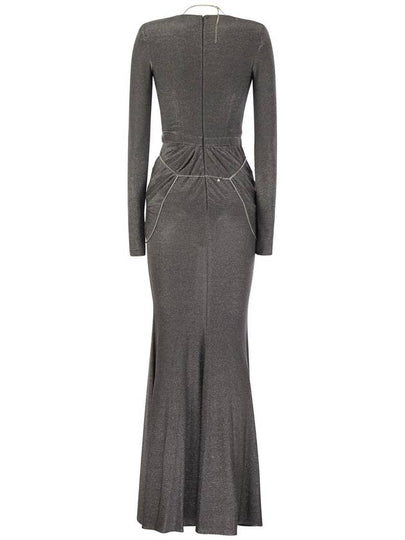 Red carpet dress in lurex jersey with body chain - ELISABETTA FRANCHI - BALAAN 2