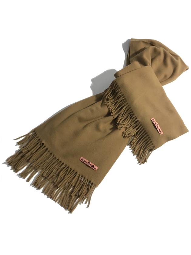 Studios Canada New Oversized Fringe Muffler Dark Camel - ACNE STUDIOS - BALAAN.