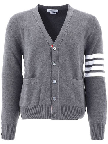 Milano Stitch 4-Bar Cardigan Medium Grey - THOM BROWNE - BALAAN 1