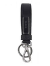 Logo Saffiano Leather Key Holder Black - PRADA - BALAAN 2