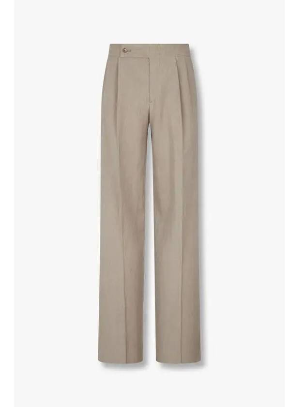 Men s Two Tuck Linen Wide Pants Beige - GIORGIO ARMANI - BALAAN 1