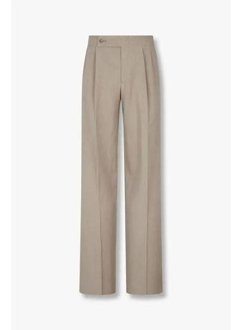 Men s Two Tuck Linen Wide Pants Beige - GIORGIO ARMANI - BALAAN 1