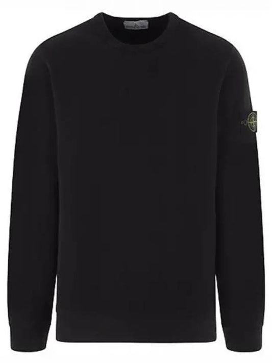 Brushed Cotton Fleece Garment Dyed Crewneck Sweatshirt Black - STONE ISLAND - BALAAN 2