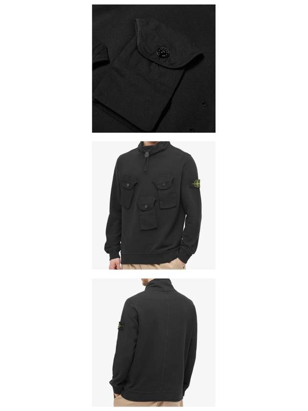 Wappen Patch Multi-Pocket Mock Neck Sweatshirt Black - STONE ISLAND - BALAAN 7