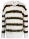 Mohair Striped Crew Neck Knit Top Cream - MARNI - BALAAN 2