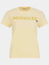 Women Lettering Embroidery Logo Short Sleeve T Shirt Yellow 8C00006 829HP 10W - MONCLER - BALAAN 1