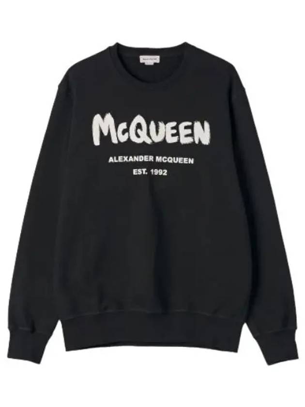 Graffiti Logo Sweatshirt Black T Shirt - ALEXANDER MCQUEEN - BALAAN 1