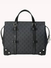 GG Supreme Buckle Detail Leather Tote Bag Black - GUCCI - BALAAN 2