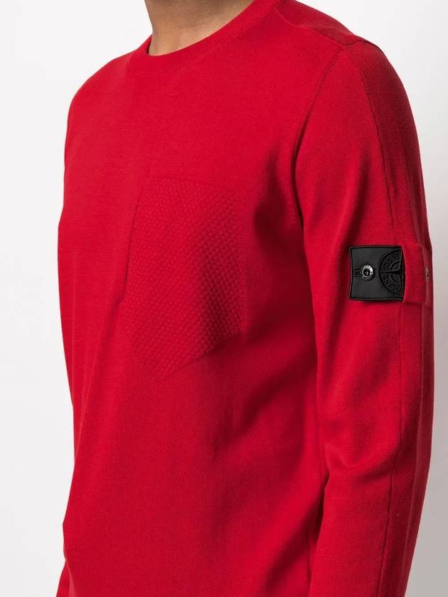 Shadow Project Pocket Crew Neck Knit Top Red - STONE ISLAND - BALAAN 3