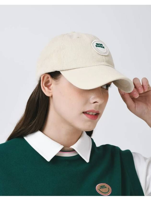 Signature Wappen Corduroy Ball Cap IVORY - MONBIRDIE GOLF - BALAAN 3