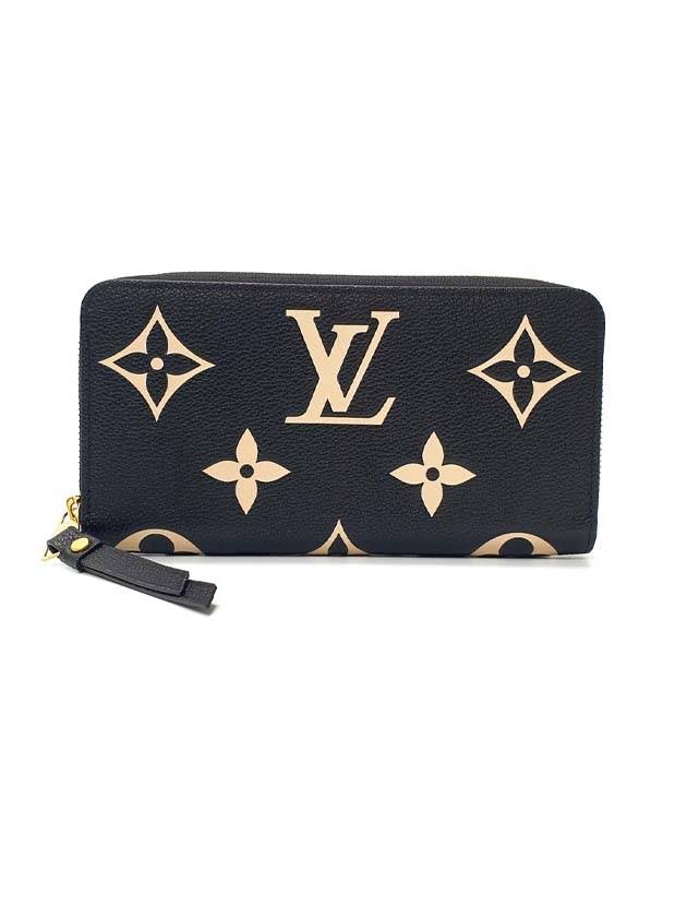 Zippy Monogram Long Wallet Black Beige - LOUIS VUITTON - BALAAN.