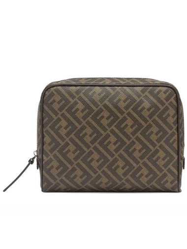 FF Logo Clutch Bag Brown - FENDI - BALAAN 1