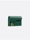 Saddle Bloom Goatskin Flap Card Wallet Pine Green - DIOR - BALAAN 3