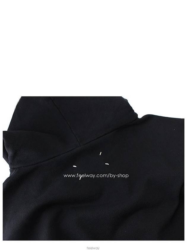 Reverse Embroidery Logo Cotton Hoodie Black - MAISON MARGIELA - BALAAN 8