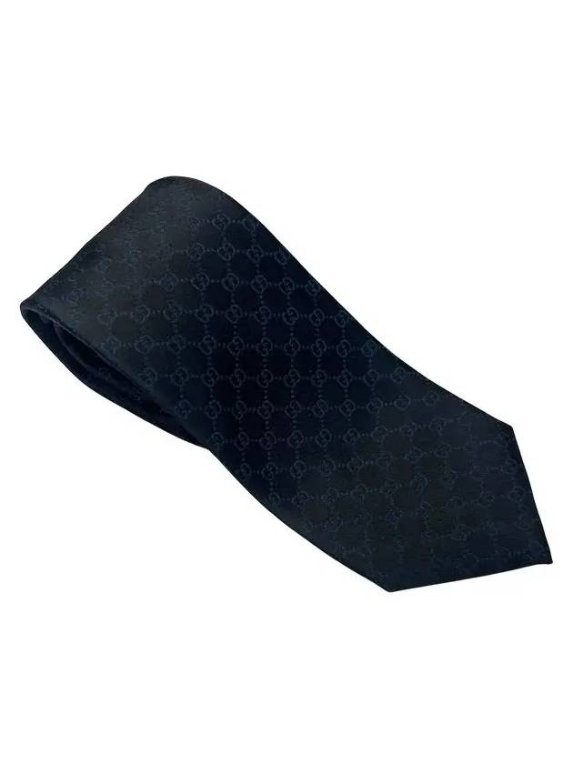 GG Pattern Silk Tie Navy Black - GUCCI - BALAAN.