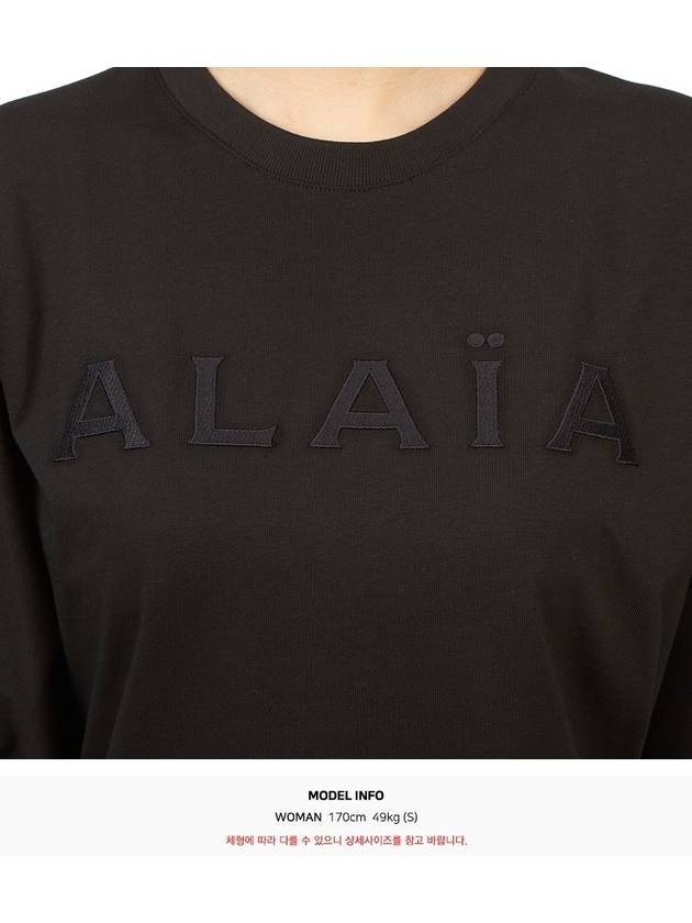 Logo Print Crew Neck Cotton Short Sleeve T-Shirt Black - ALAIA - BALAAN 11