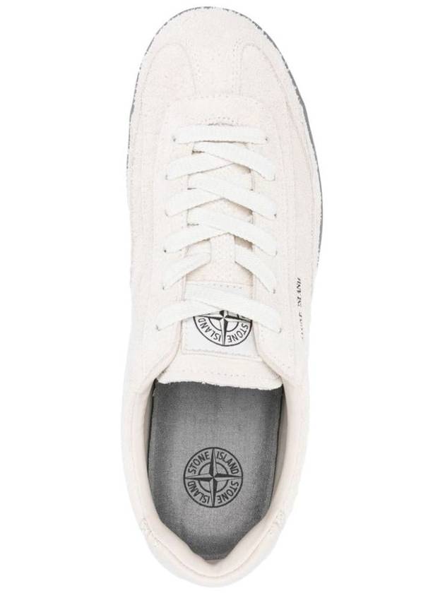 Logo Suede Low Top Sneakers Cream - STONE ISLAND - BALAAN 4