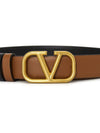 Reversible V logo signature leather belt brown black - VALENTINO - BALAAN 7