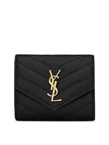 692061 Monogram Logo Leather Multi Fold Wallet 1049783 - SAINT LAURENT - BALAAN 1