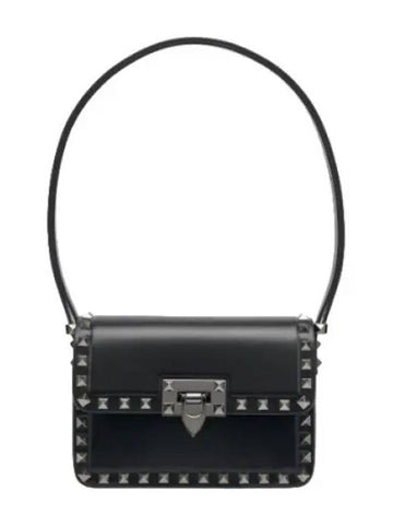 Small Rockstud Shoulder Bag Black Silver - VALENTINO - BALAAN 1