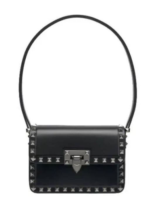 Small Rockstud Shoulder Bag Black Silver - VALENTINO - BALAAN 1