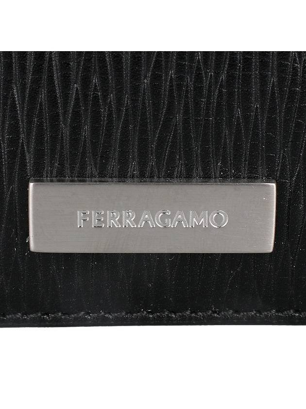 Metal Plate Zipper Card Wallet Black - SALVATORE FERRAGAMO - BALAAN 5