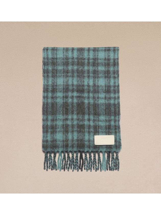 Logo Patch Oversized Check Muffler Scarf Unisex - AMI - BALAAN 1