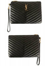 Matelasse Monogram Logo Strap Clutch Bag Black - SAINT LAURENT - BALAAN 5