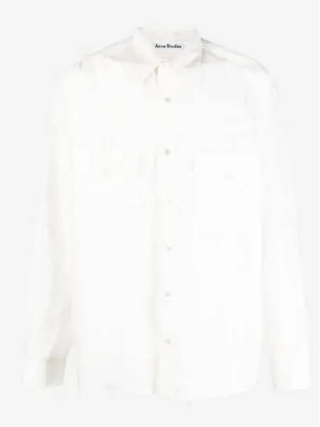 Logo Graphic Print Button Up Long Sleeve Shirt White - ACNE STUDIOS - BALAAN 2