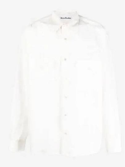 Logo Graphic Print Button Up Long Sleeve Shirt White - ACNE STUDIOS - BALAAN 2