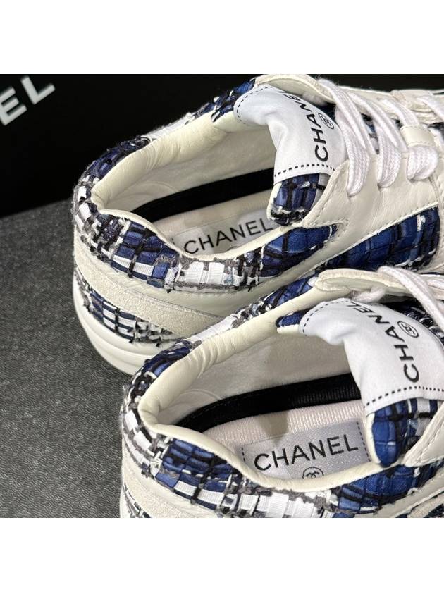 Women's Cruise Sneakers Tweed Blue Check - CHANEL - BALAAN 6