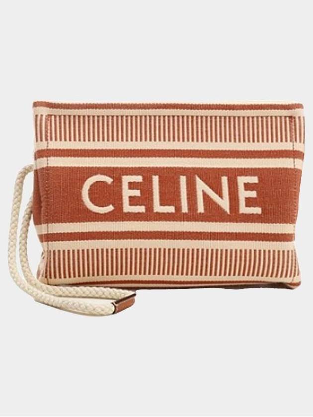 Pouch in Stripe Textile Clutch CEL8XG35BRW - CELINE - BALAAN 3